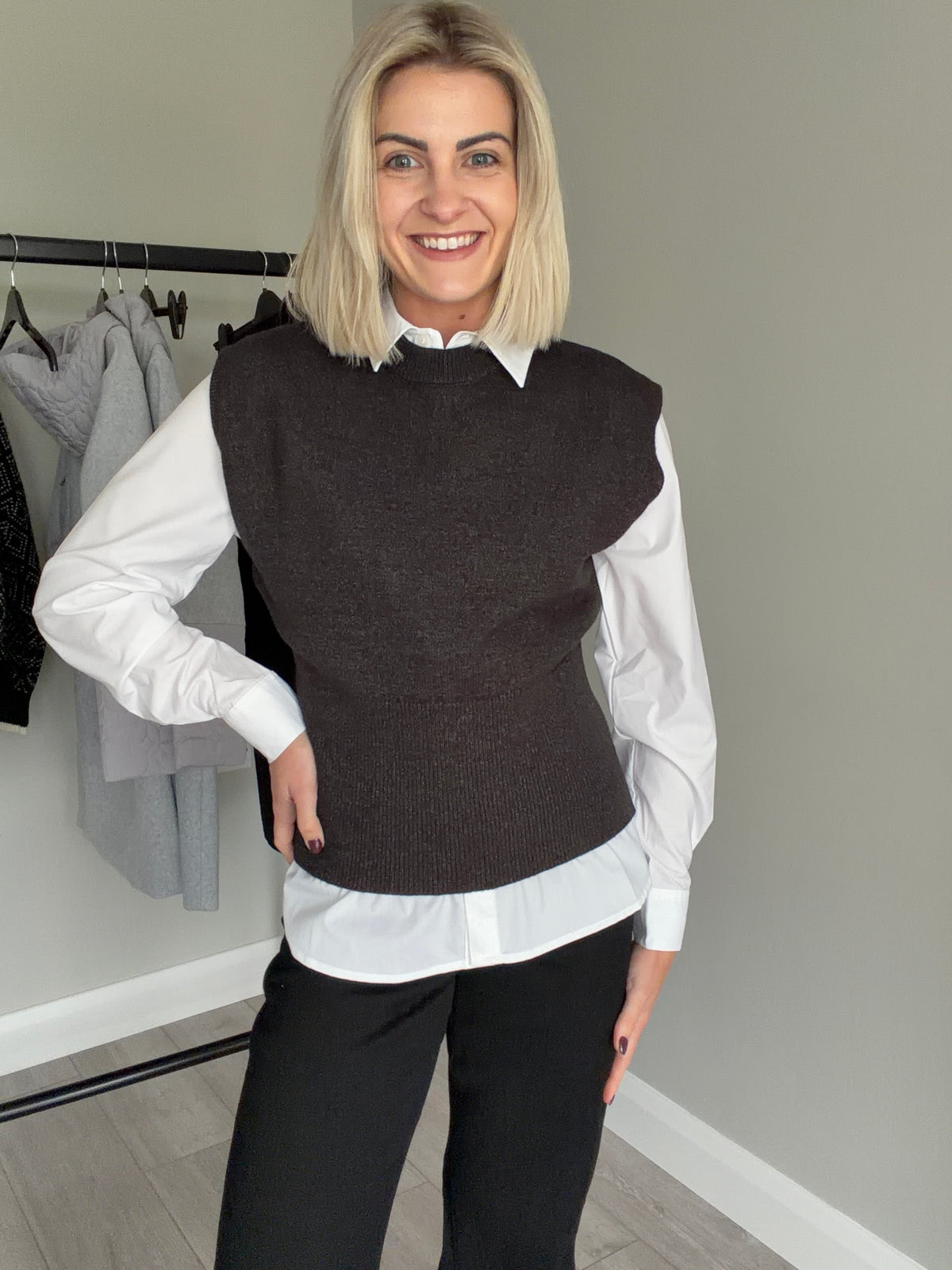 Kaffe KAbarbara Dark Grey Melange Knit Vest