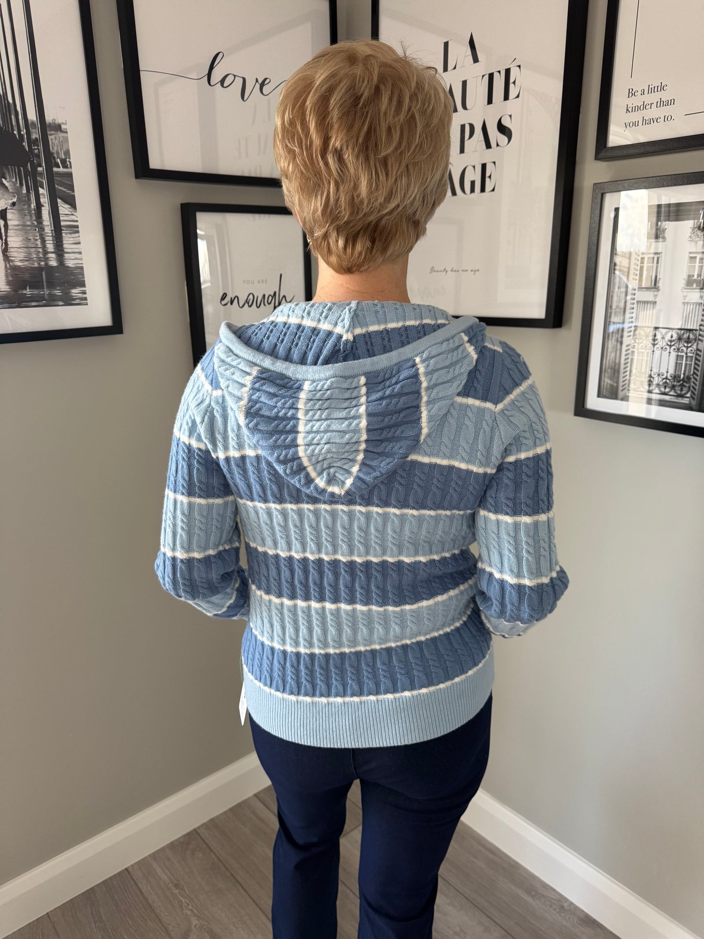 Mudflower Blue Cable Knit Hoody