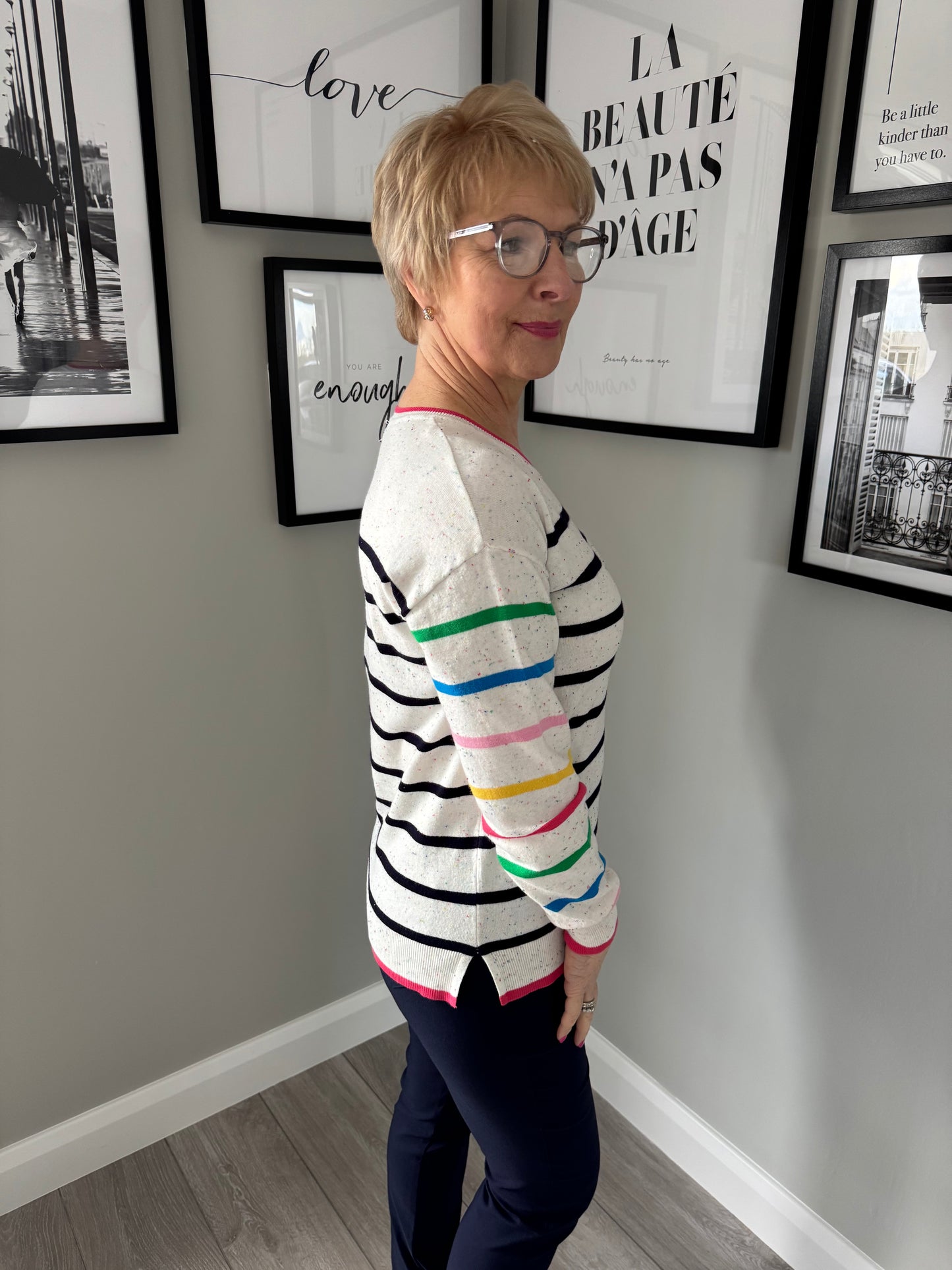 Mudflower Off White Stripe Jumper