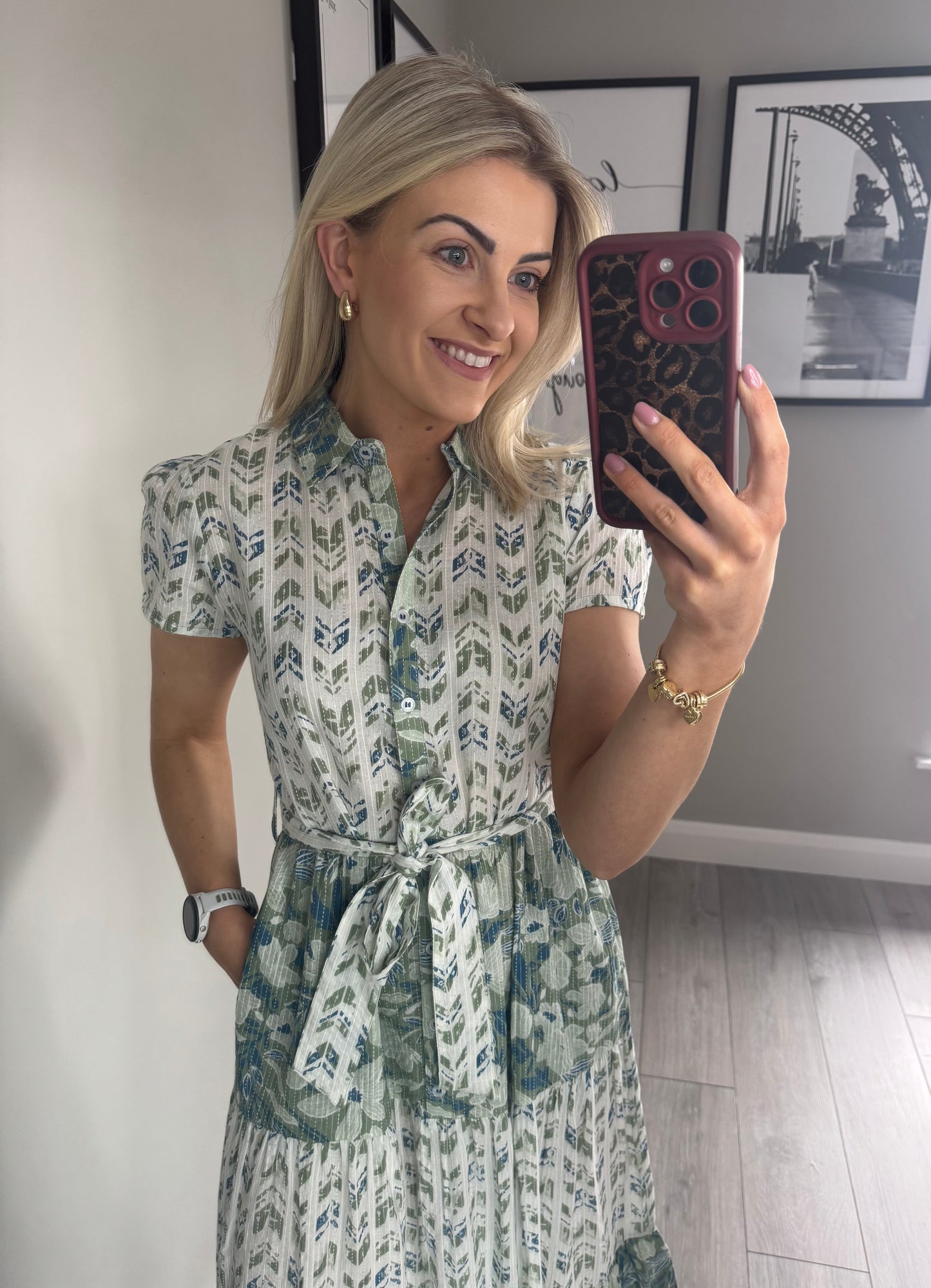 Blue/Green Print Maxi Dress