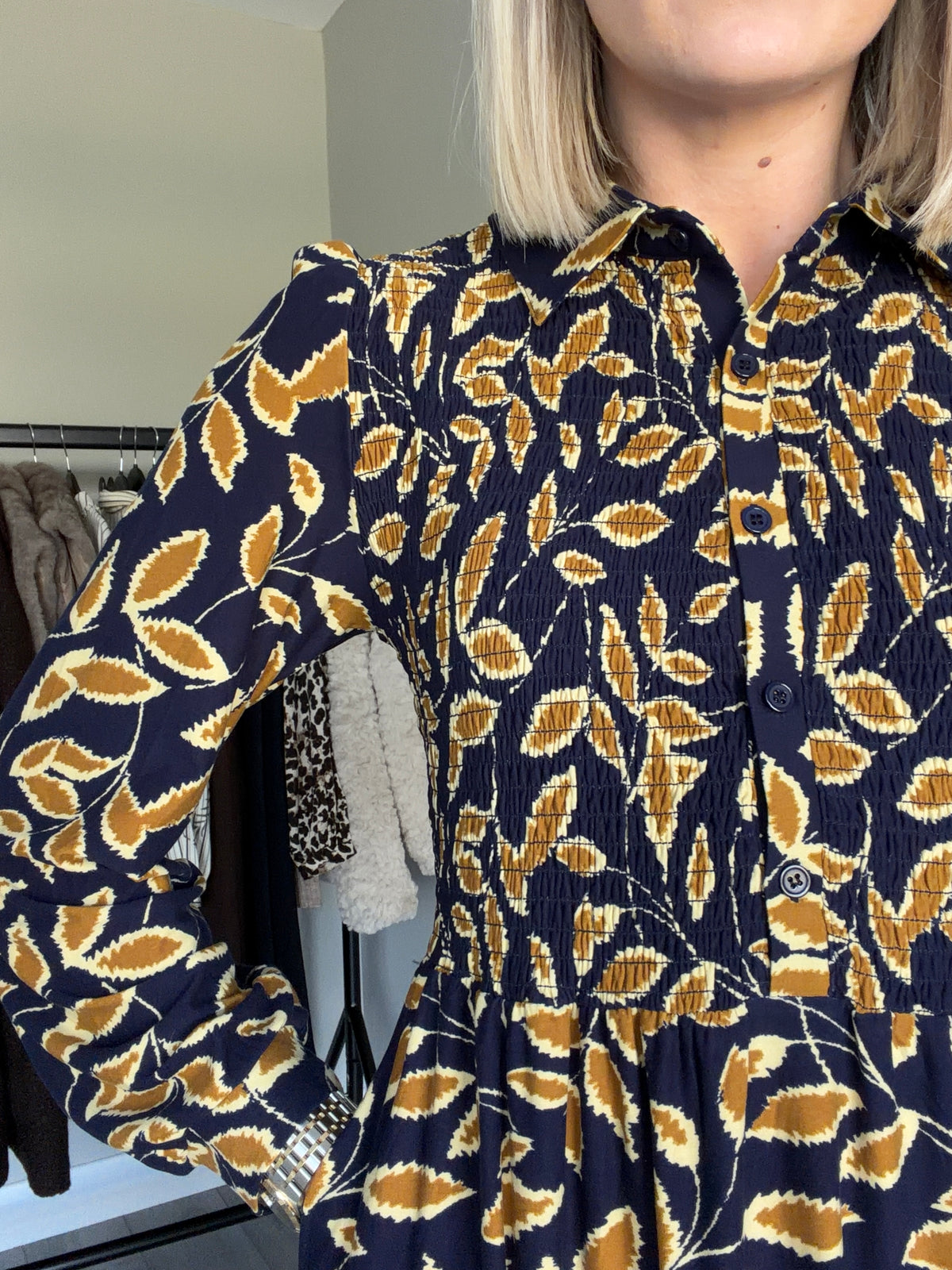 Mudflower Navy/Mustard Soft Touch Dress