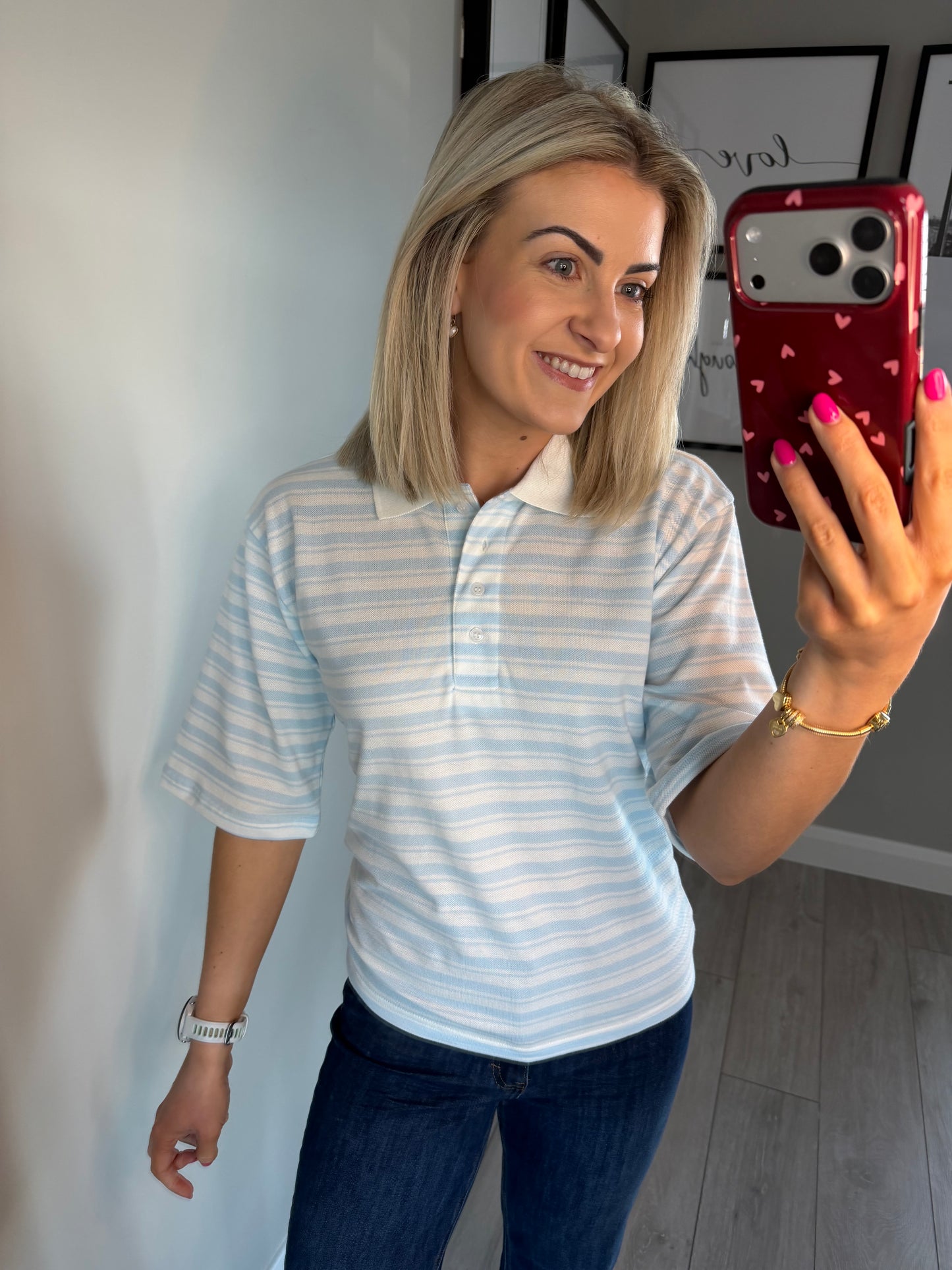 Kaffe KAmiala Nantucket Breeze/Chalk Polo