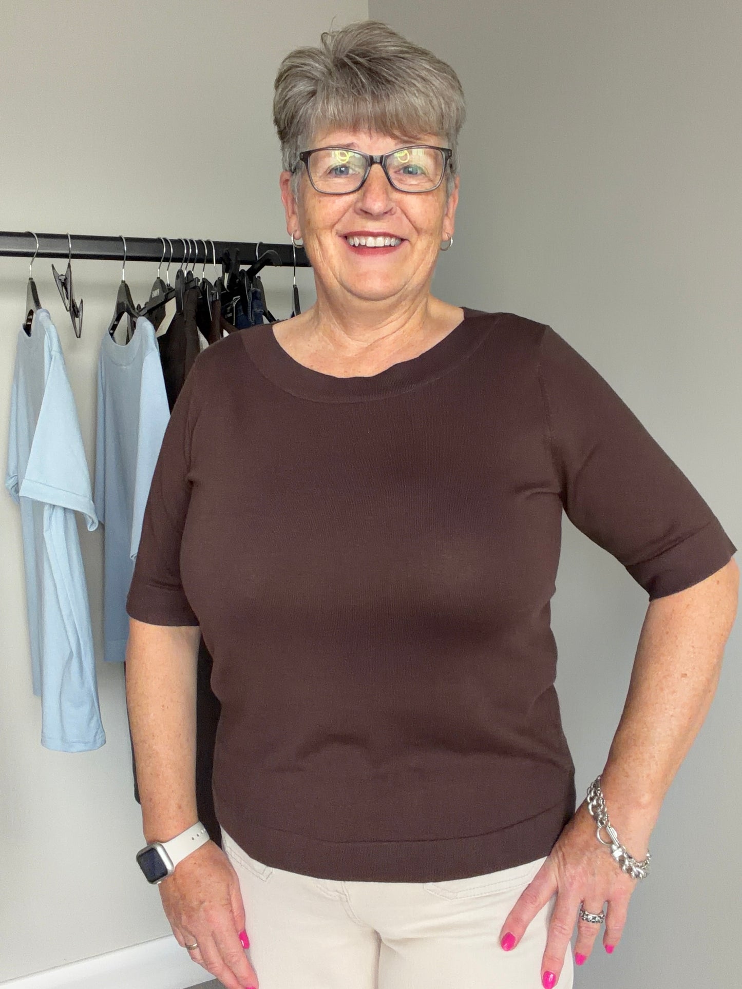 Kaffe KAlizza Solid Coffee Bean Boatneck Pullover