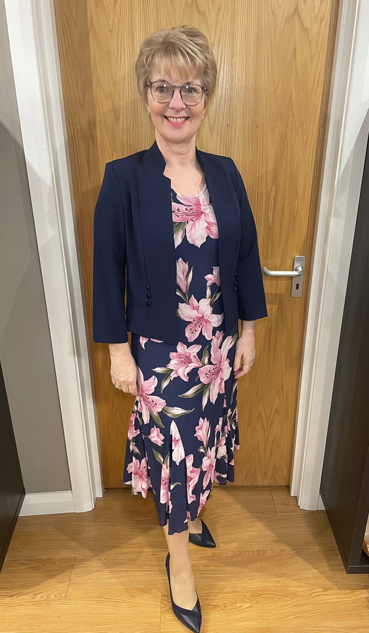 Glitz Navy/Pink Floral Two Piece