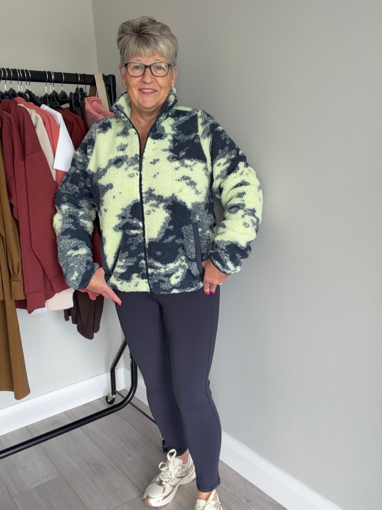 Relax & Renew Mila Multi Print Borg Zipper