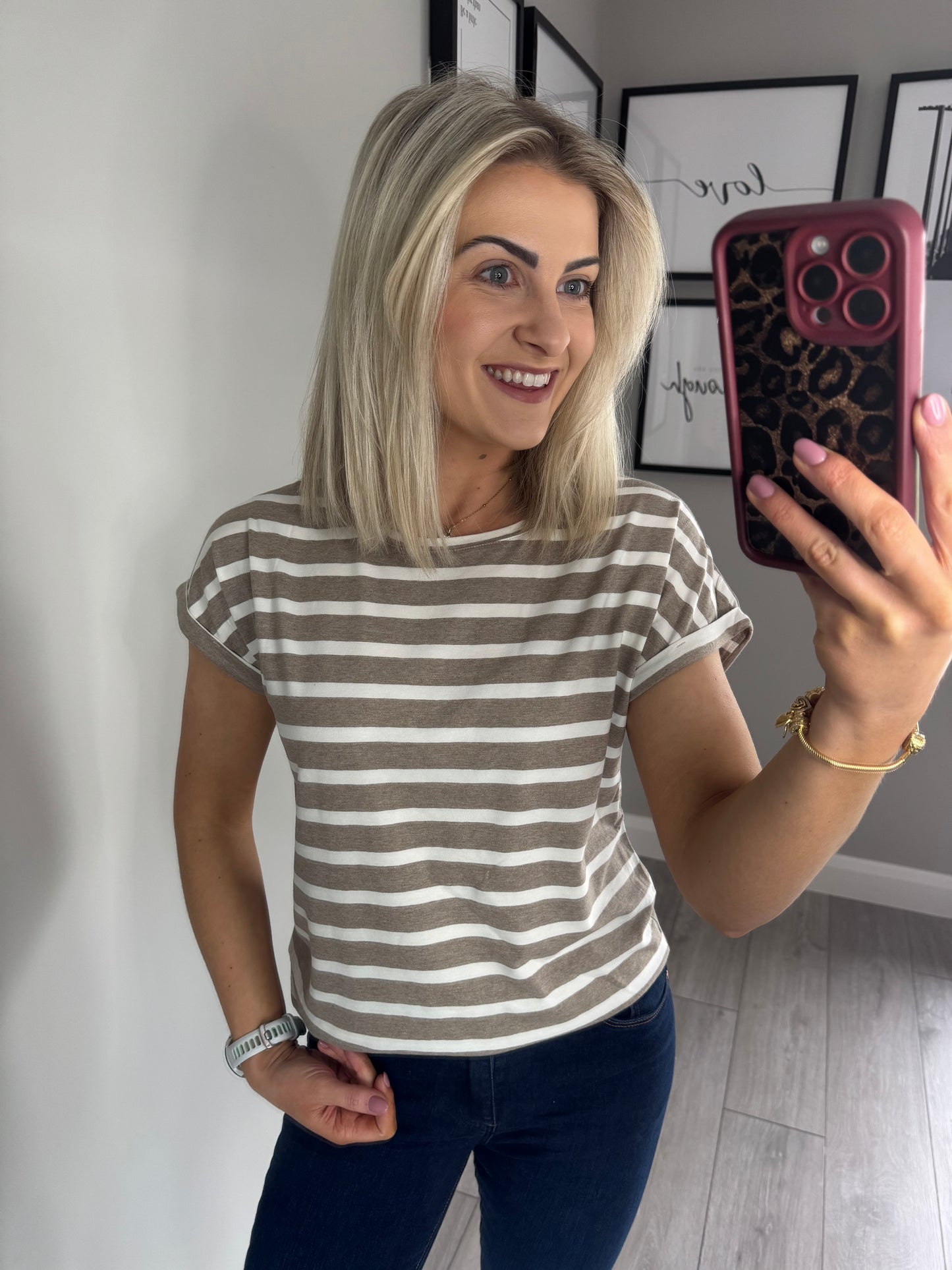 B.Young BYpamila Cashew/White Striped Tee