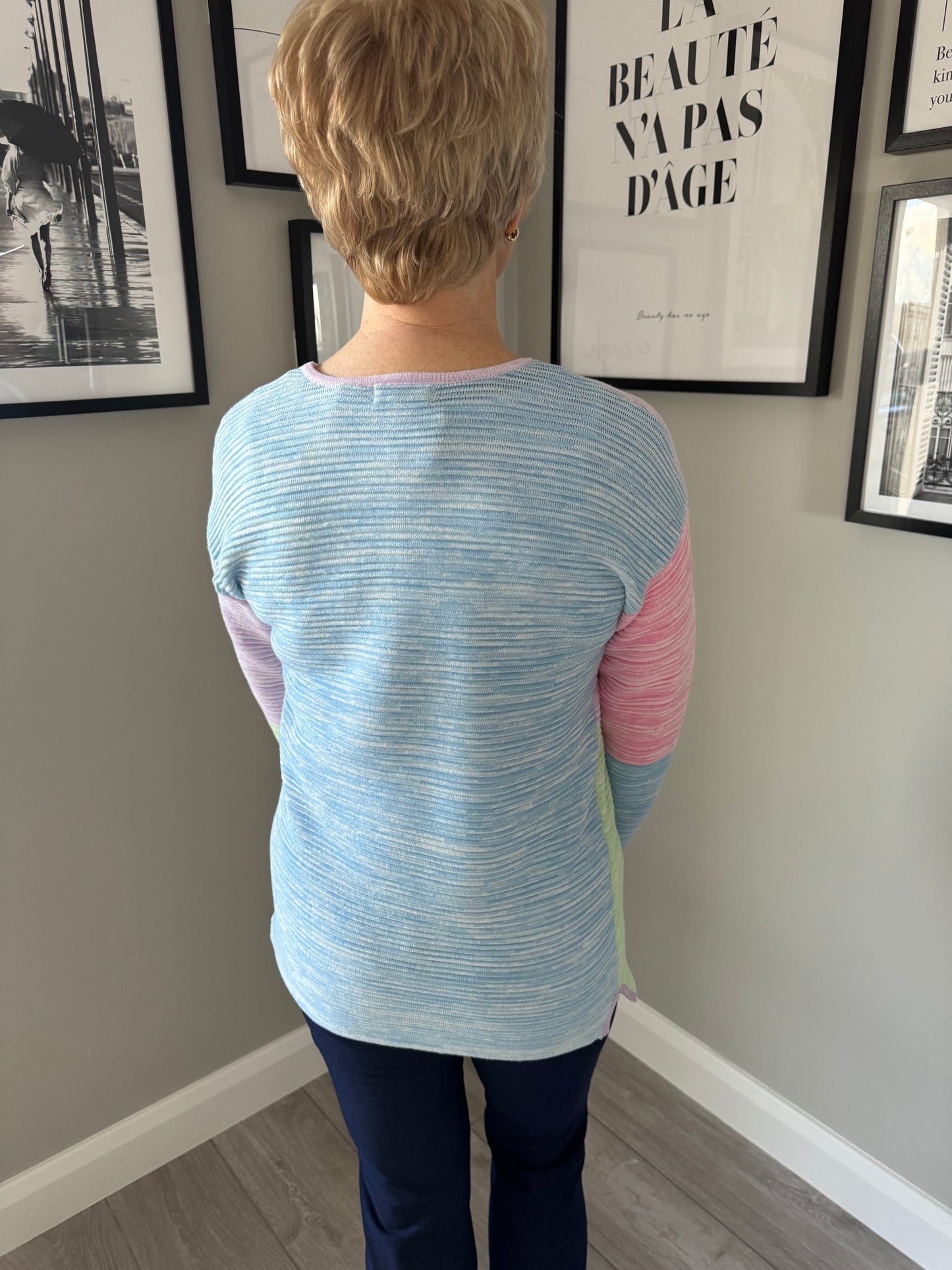 Mudflower Blue/Lilac/Green Patchwork Jumper
