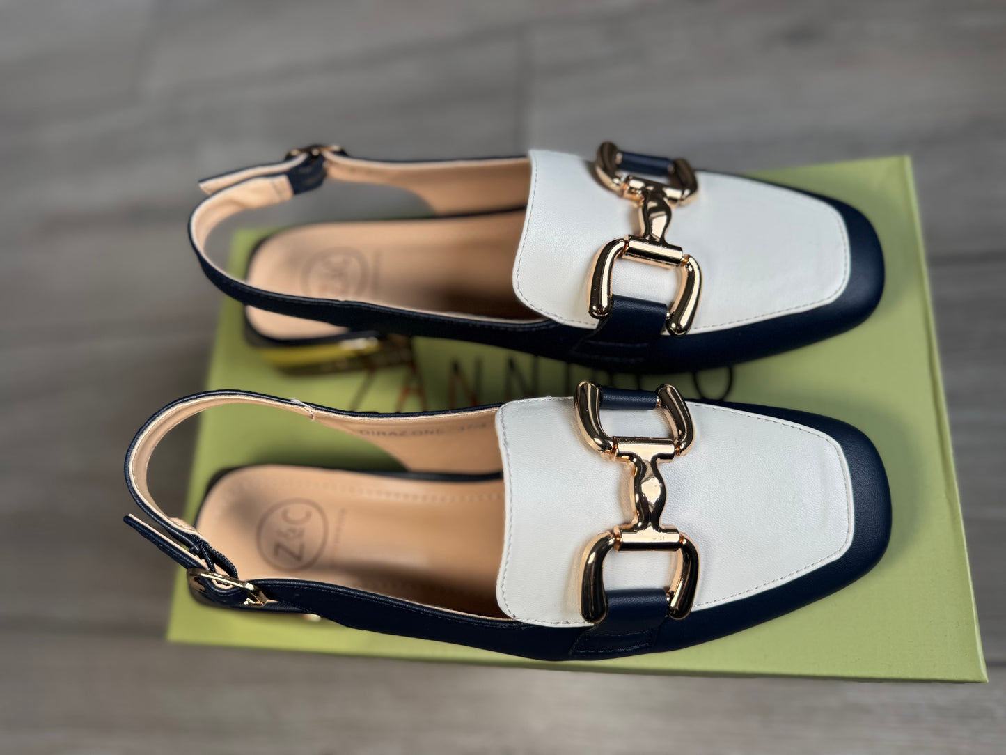 Zanni & Co Diraz Naval Gold Slingback