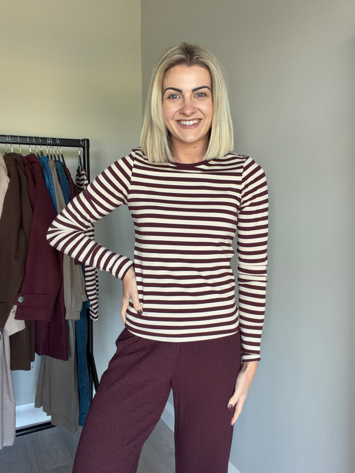Freequent Port/Moonbeam Striped Top