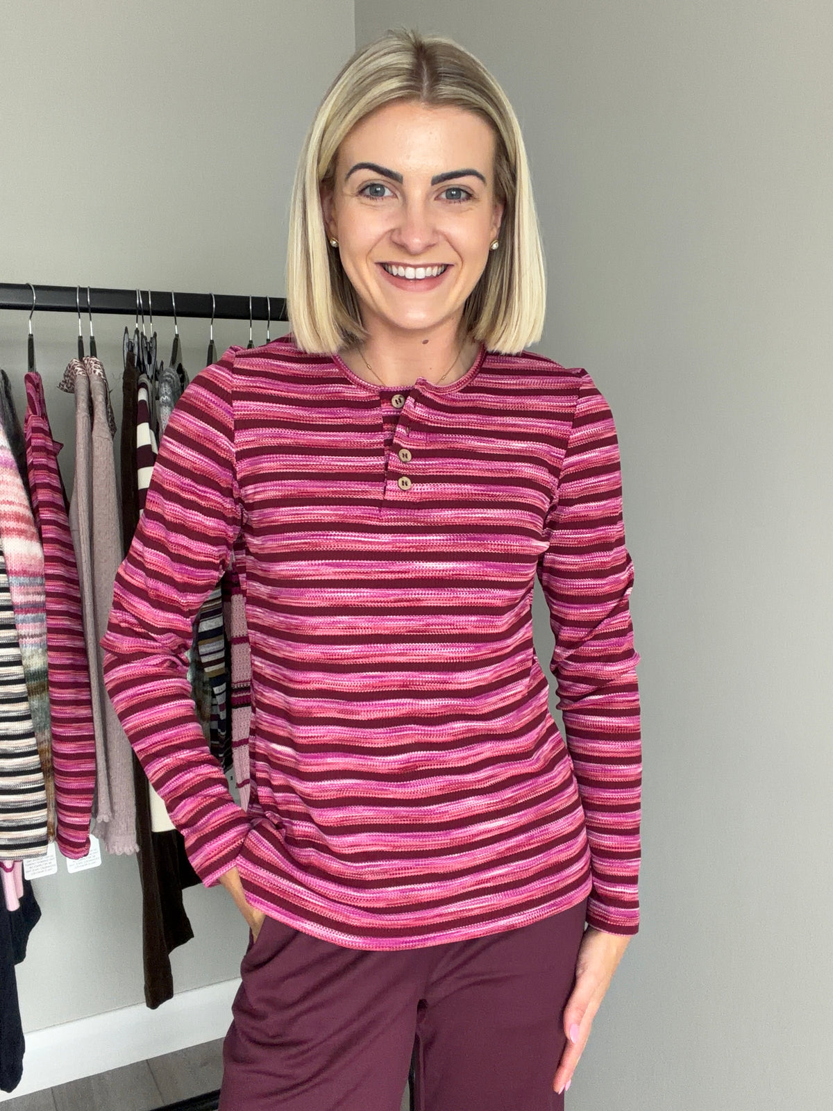 Mudflower Pink Striped Jersey Top