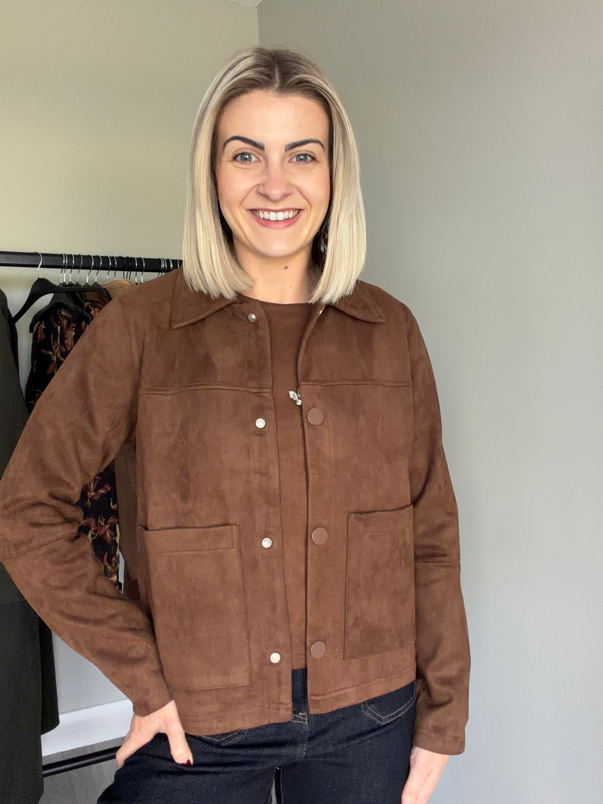 Brown Suede Embellished Top