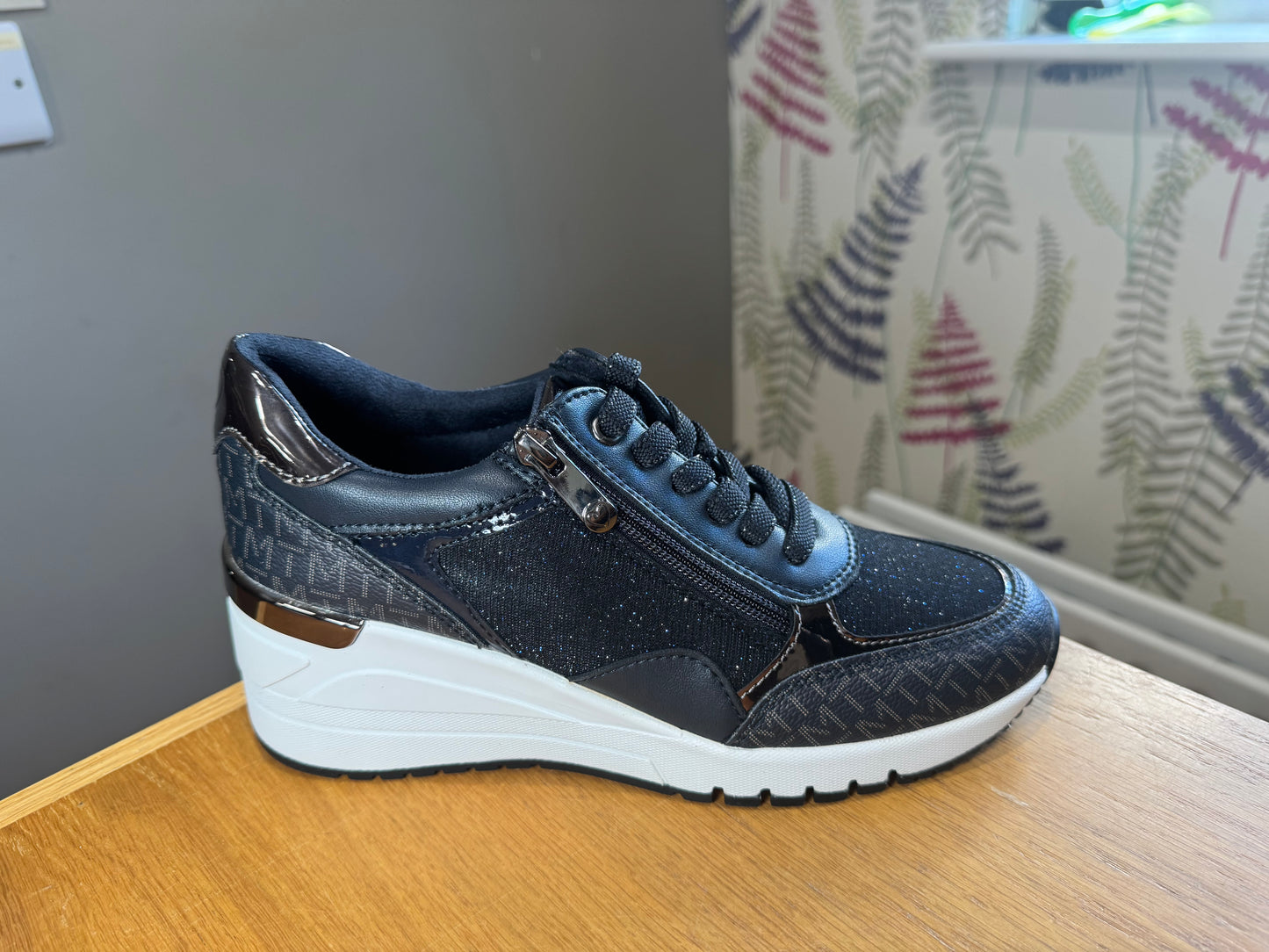 Marco Tozzi Navy Zip Wedge Trainer