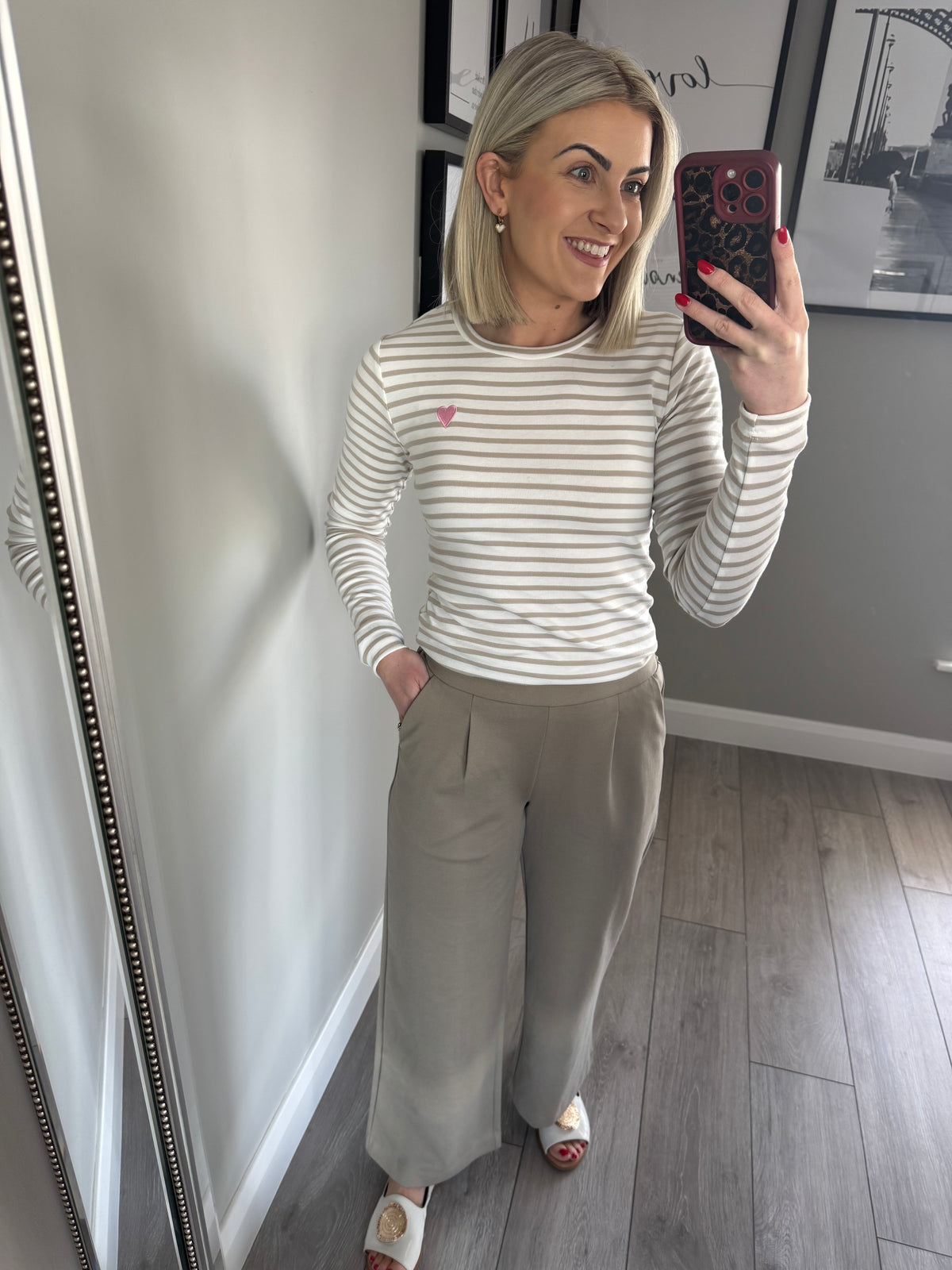 B.Young BYrizetta Cropped Beige Wide Leg Pants