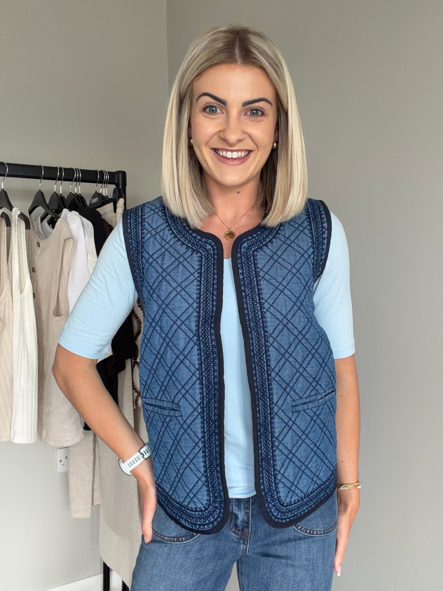 Mudflower Denim Quilt Gilet