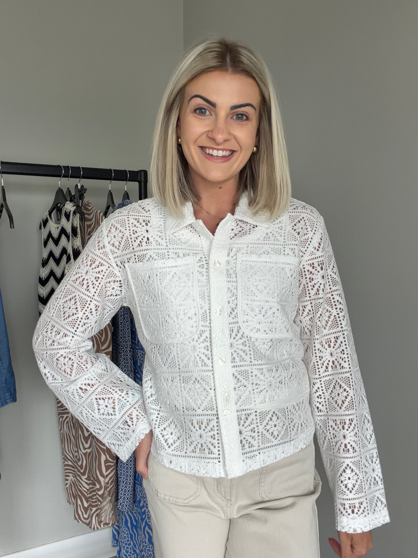 Kaffe KAcindy White Crochet Shirt