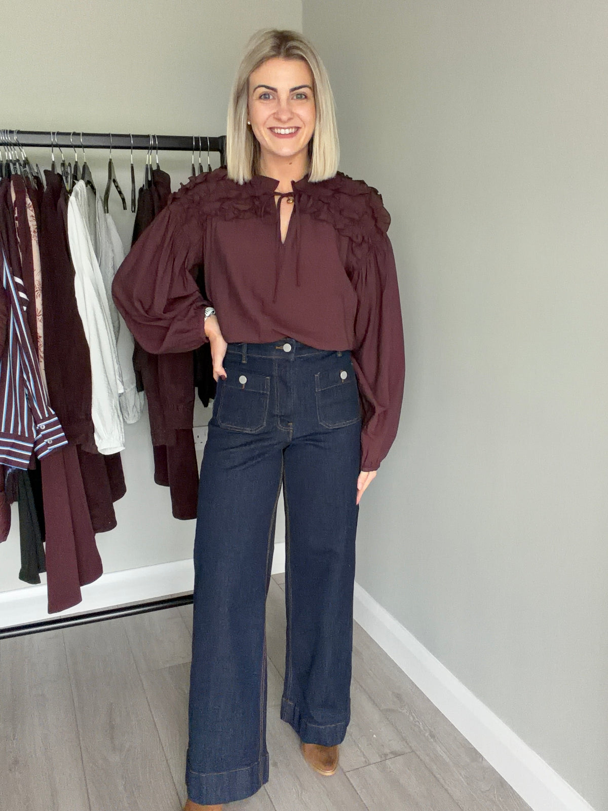 Kaffe KAnicole Fudge Flounce Blouse
