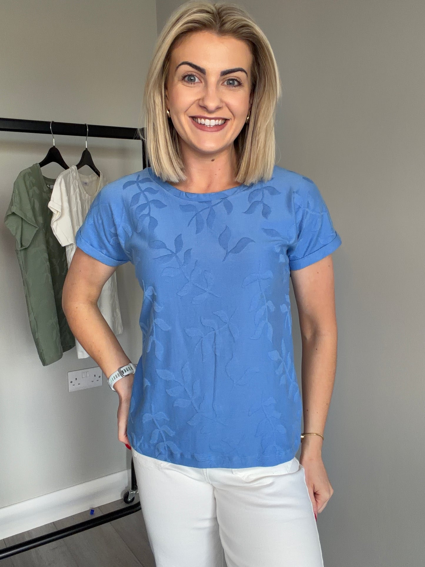 Blue Leaf Print Tee