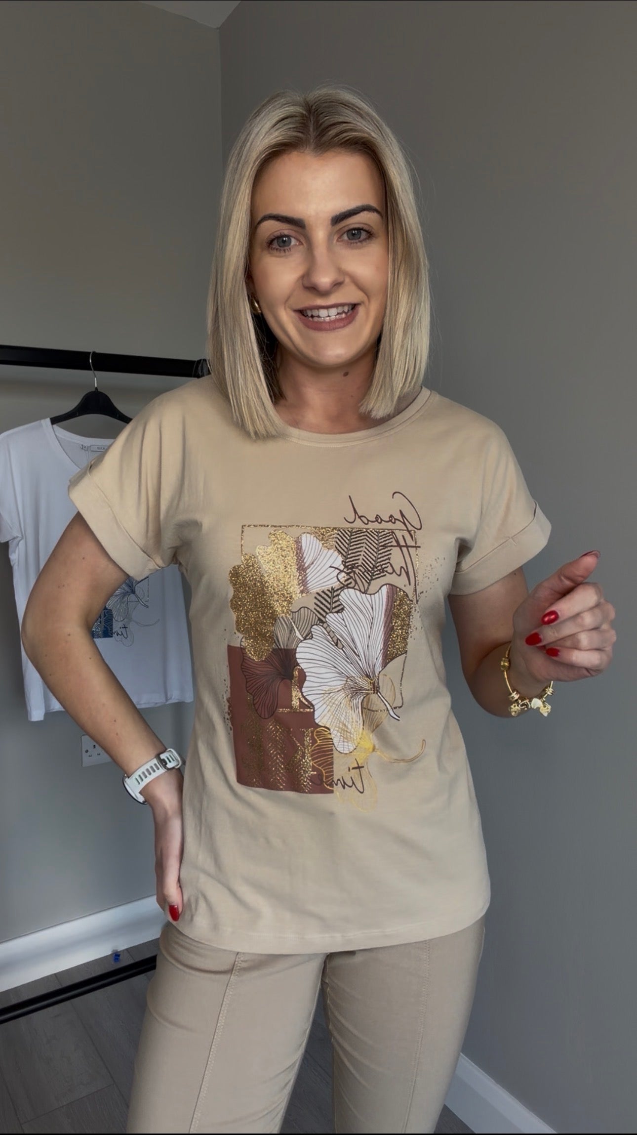 Sand/Gold Print Tee