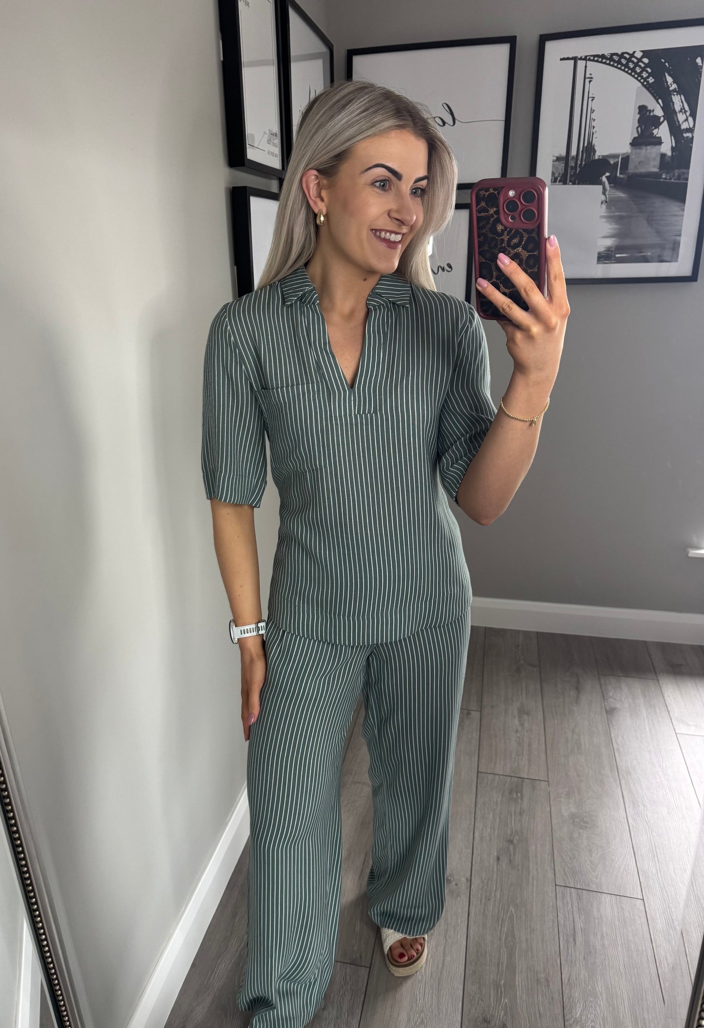 Freequent Forest Pinstripe Trousers