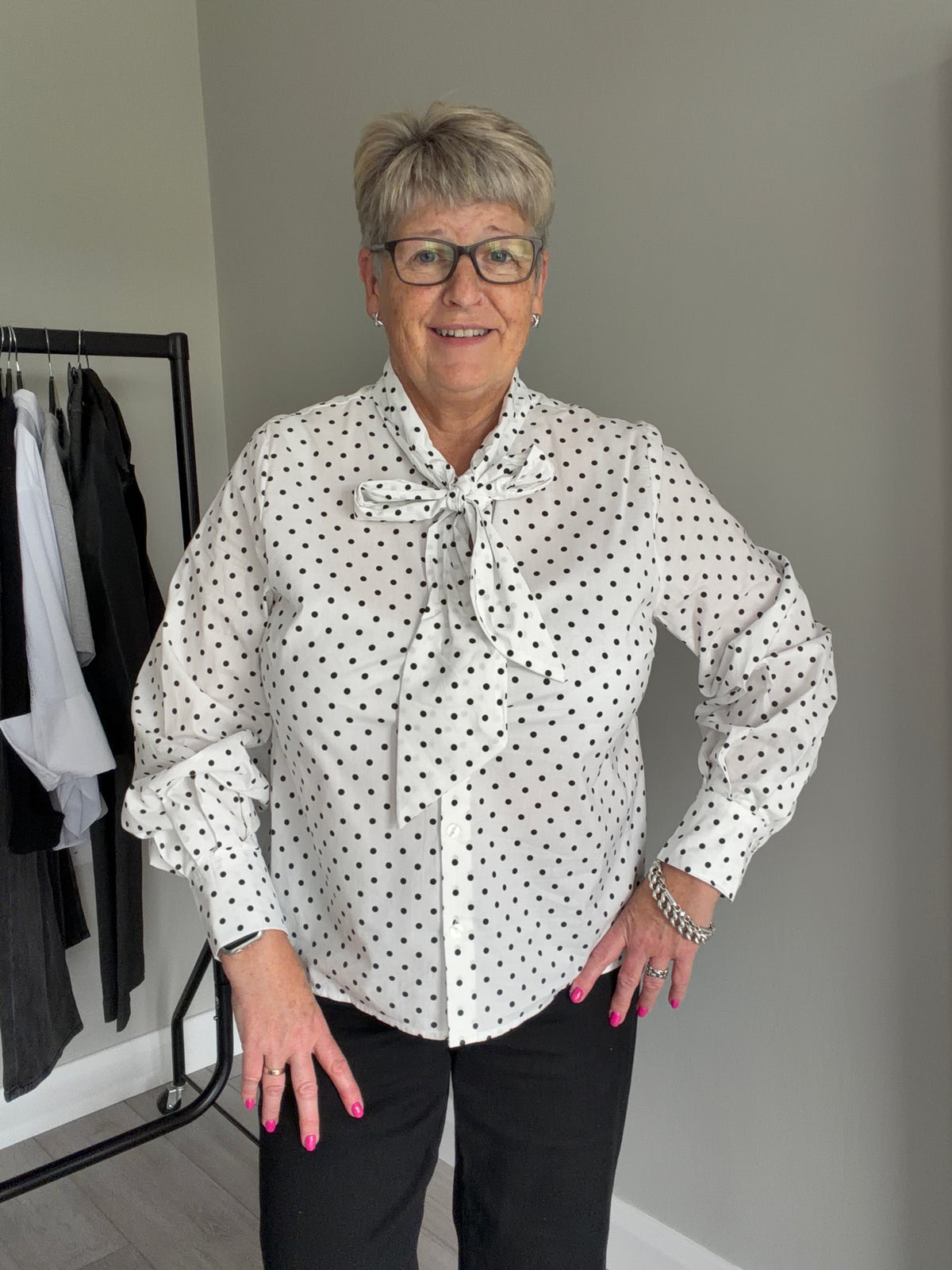 Kaffe Kamilly White Polka Tie Shirt