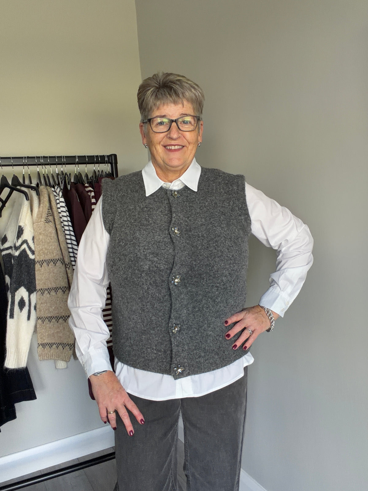 B.Young BYomea Grey Melange Tank Top