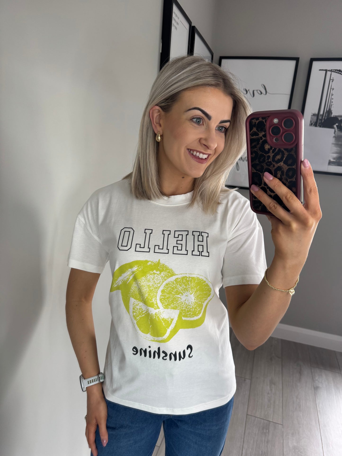 Kaffe KAchelsea Chalk/Lemon T-Shirt