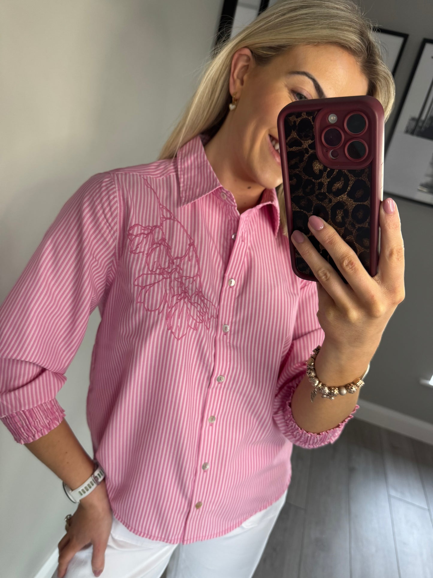Freequent Pink/White Shirt
