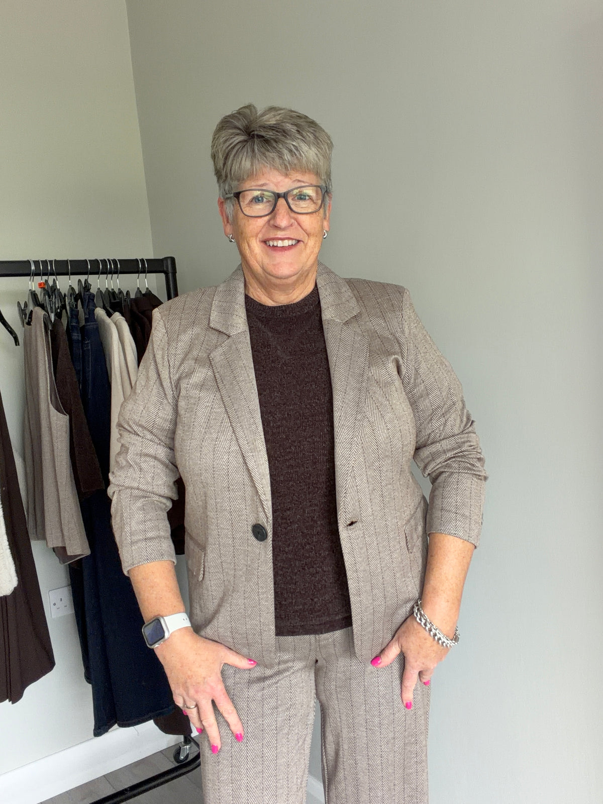 Freequent Mole Herringbone Blazer