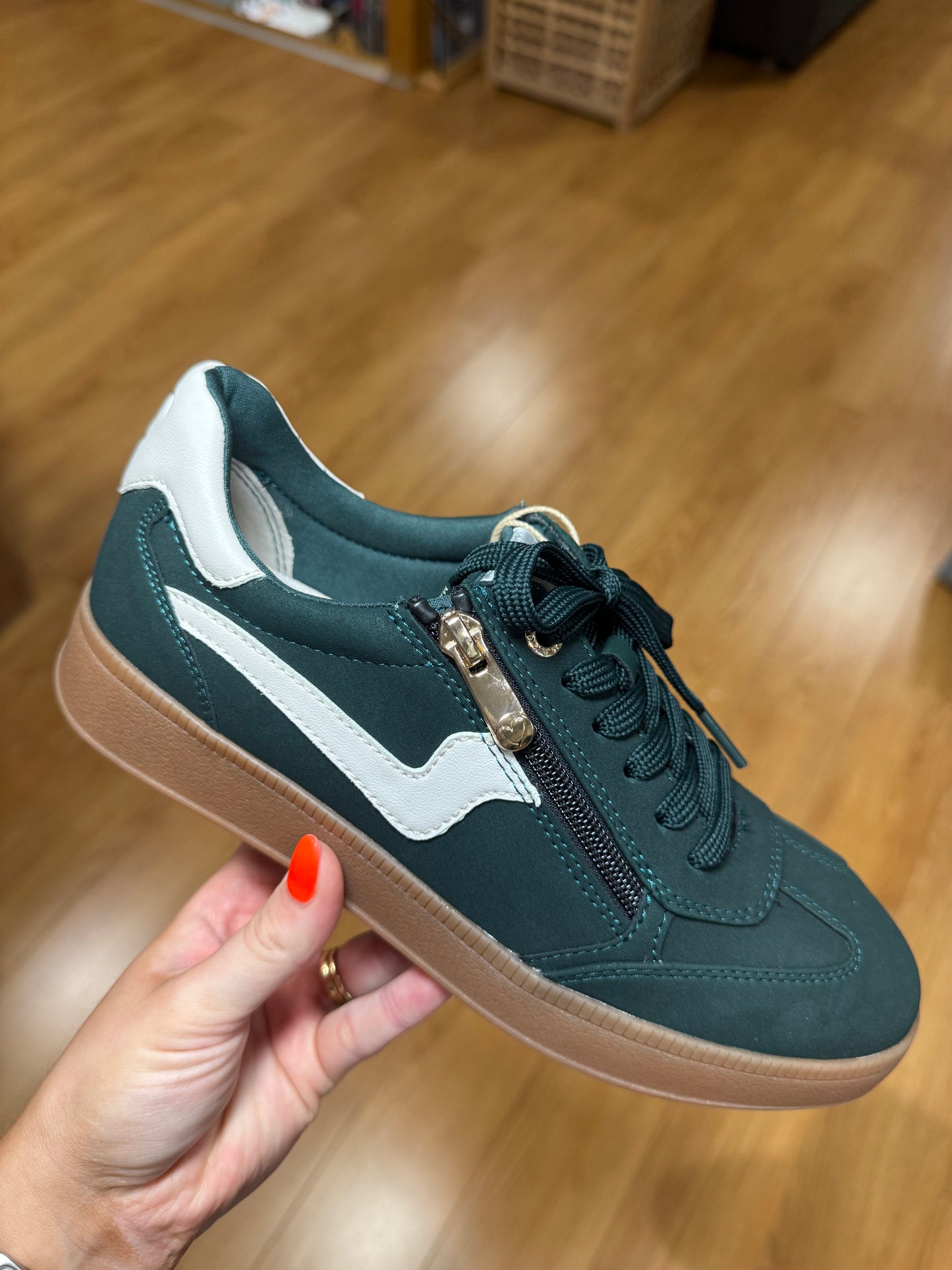 Marco Tozzi Bottle Green/Cream Zip Trainer