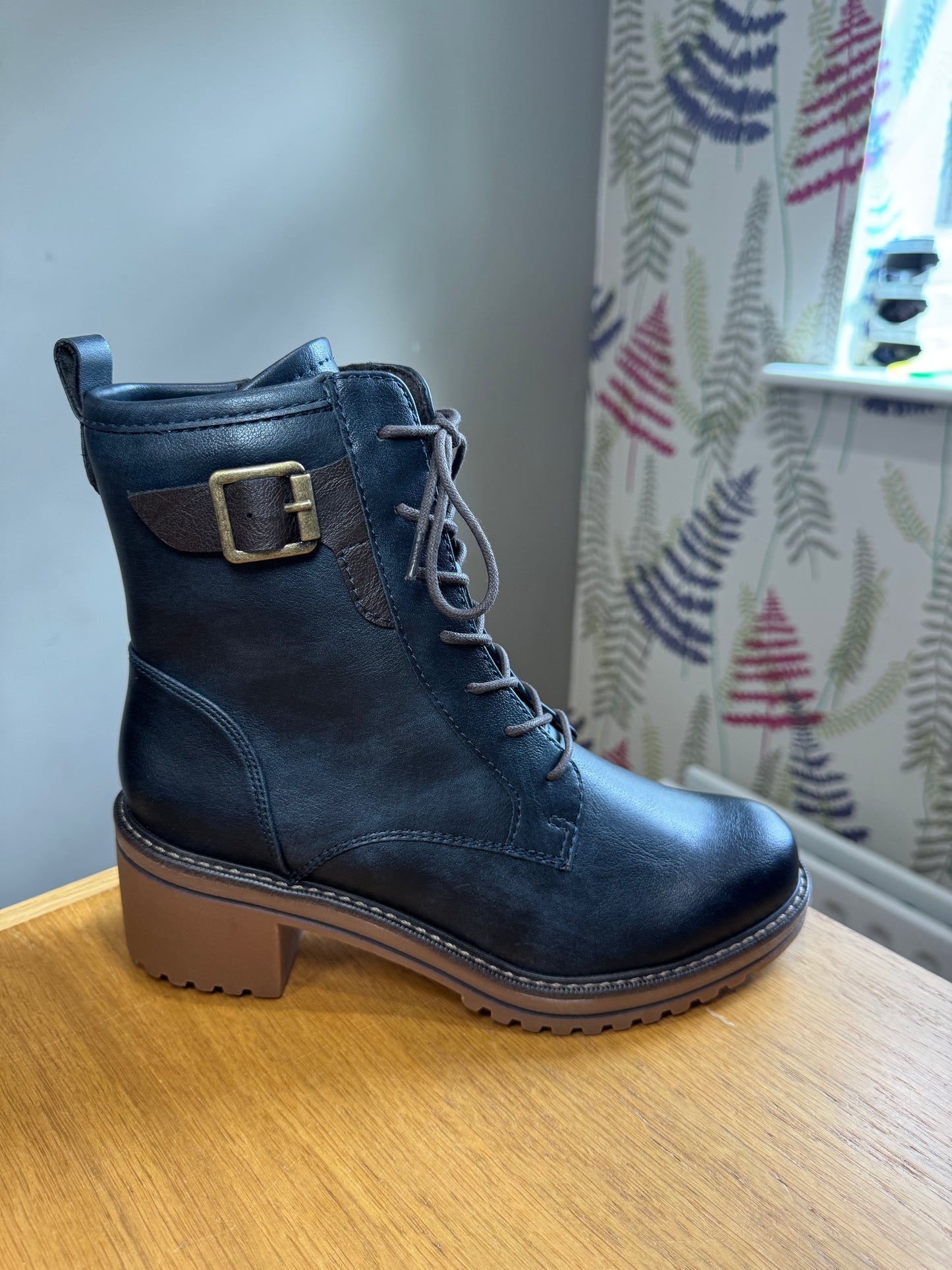 Marco Tozzi Navy Lace Up Biker Boot