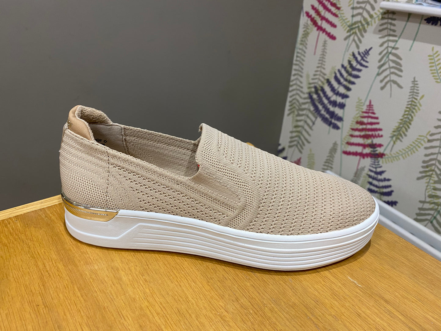 S. Oliver Beige Slip On Trainer