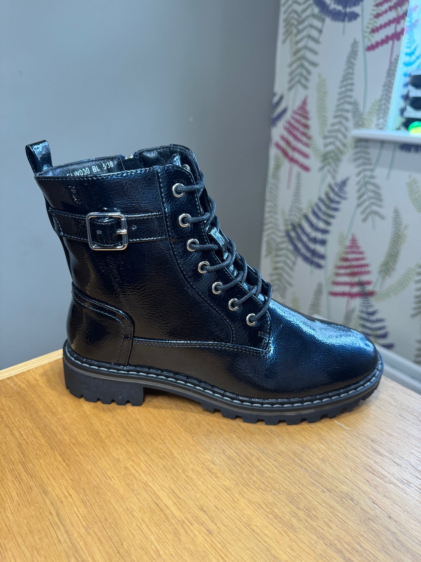 Lunar Parlour Navy Patent Boot