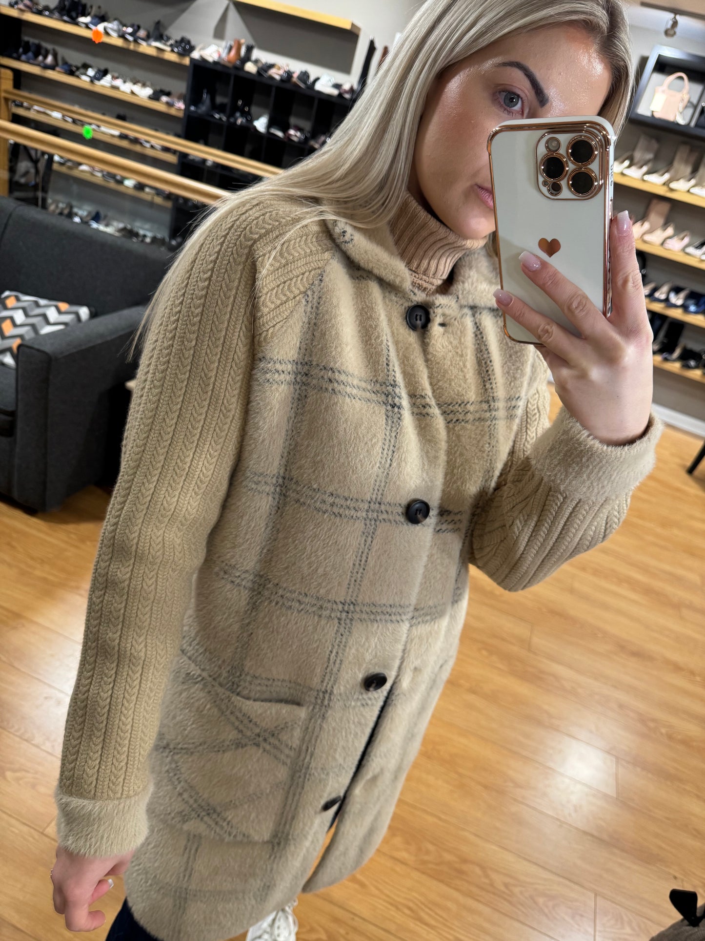 Beige Mohair/Knit Cardigan