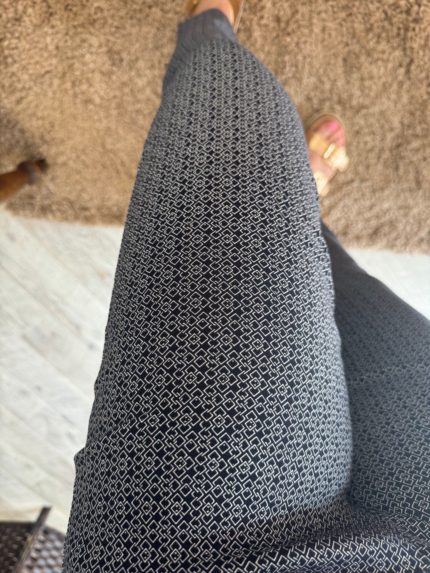 Claudia Navy/White Geometric Trouser