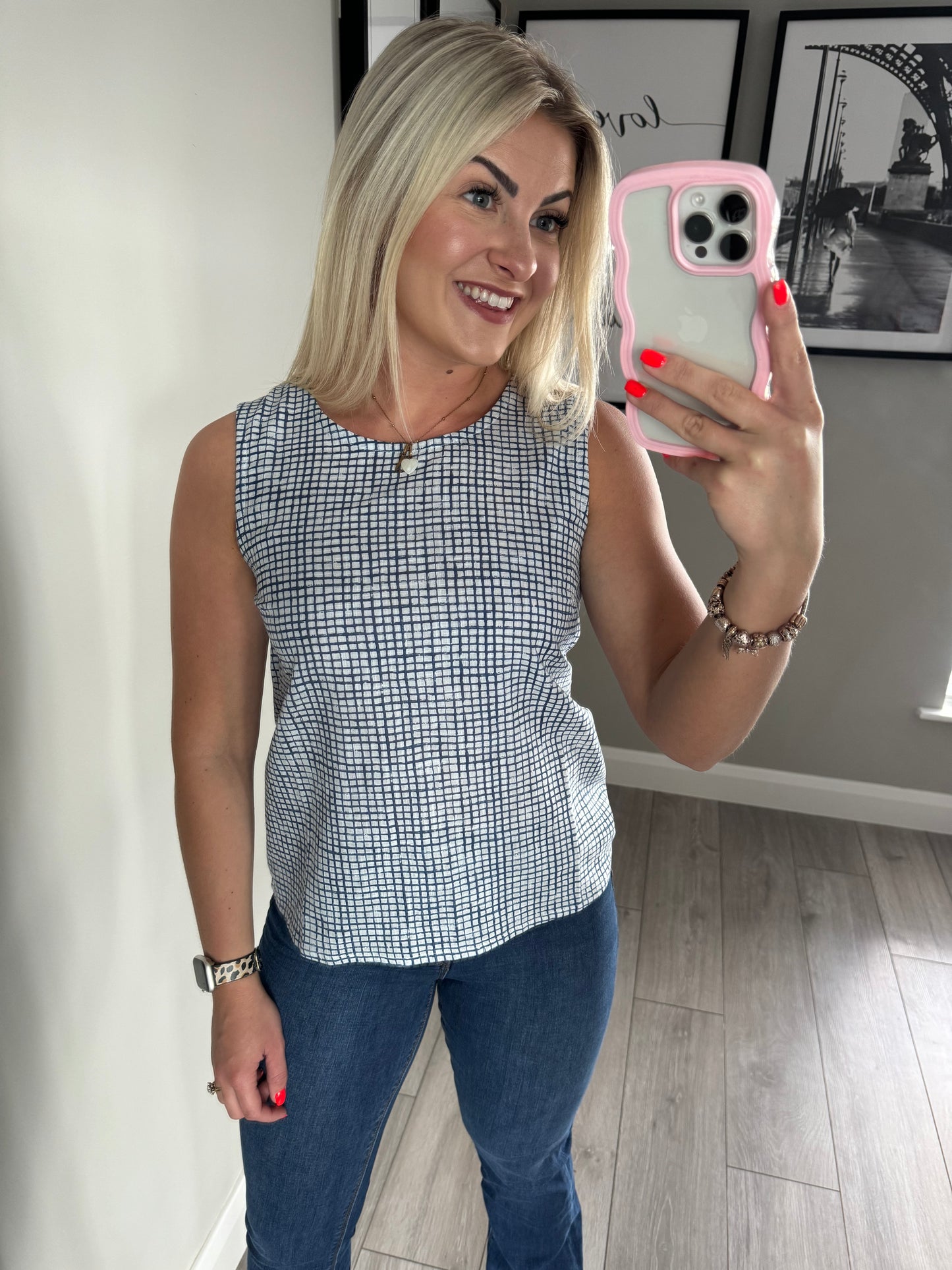 Nomads Navy/White Checked Blouse