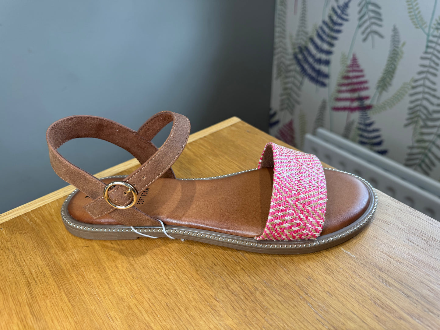 S. Oliver Pink/Tan Woven Sandal