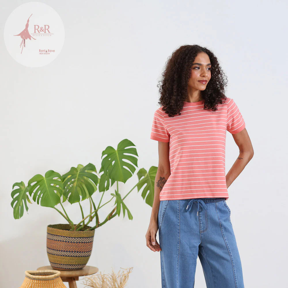 Relax & Renew Paula Coral Stripe Tee