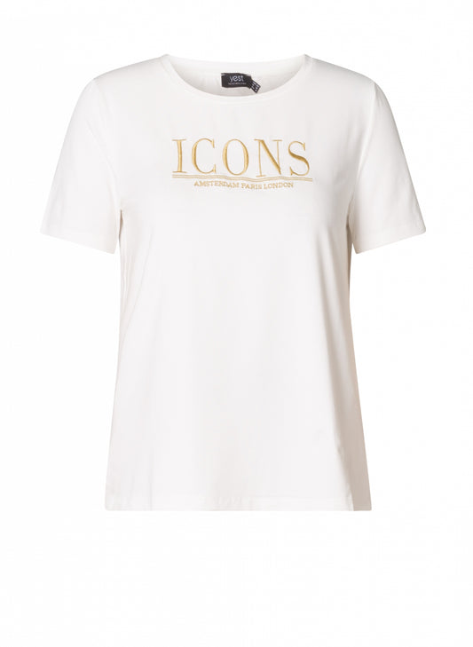 Yest White/Gold Slogan Tee