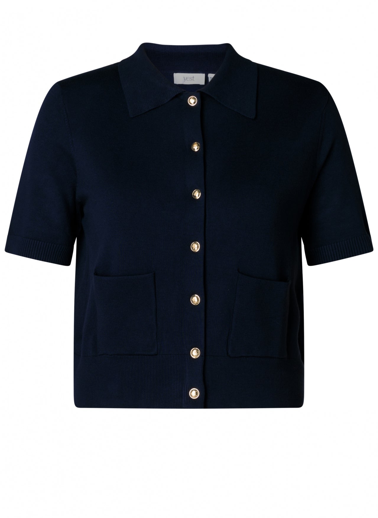 Yest Navy Button Knit