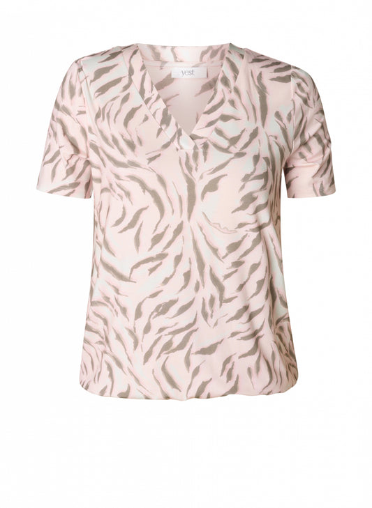 Yest Pink/Antique Print Elasticated Top