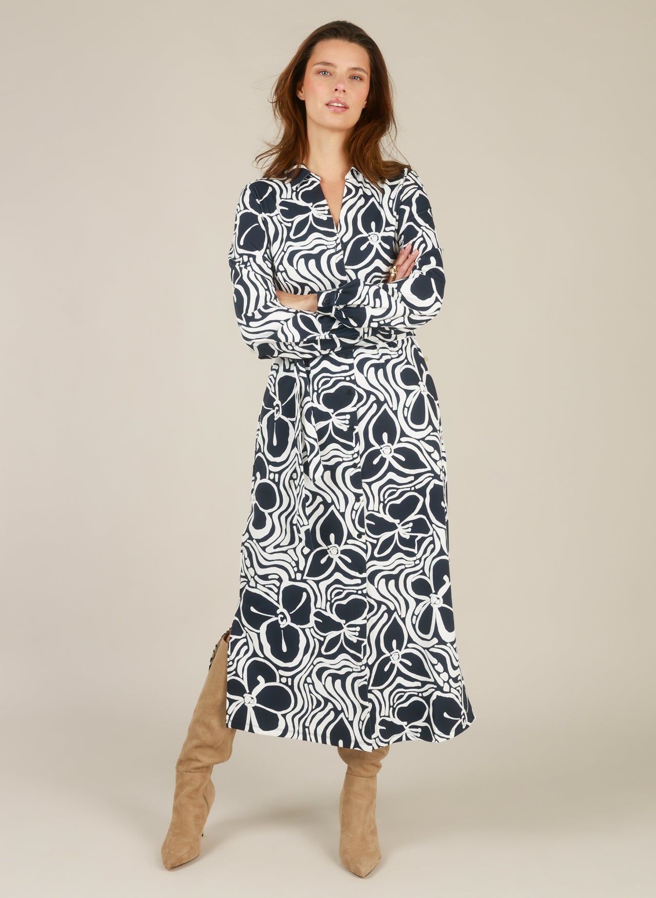 Yest Navy/White Shirt Dress