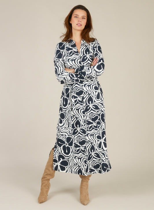 Yest Navy/White Shirt Dress