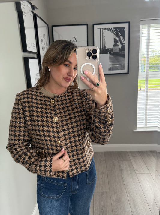 Yest Cashew/Brown Checked Jacket