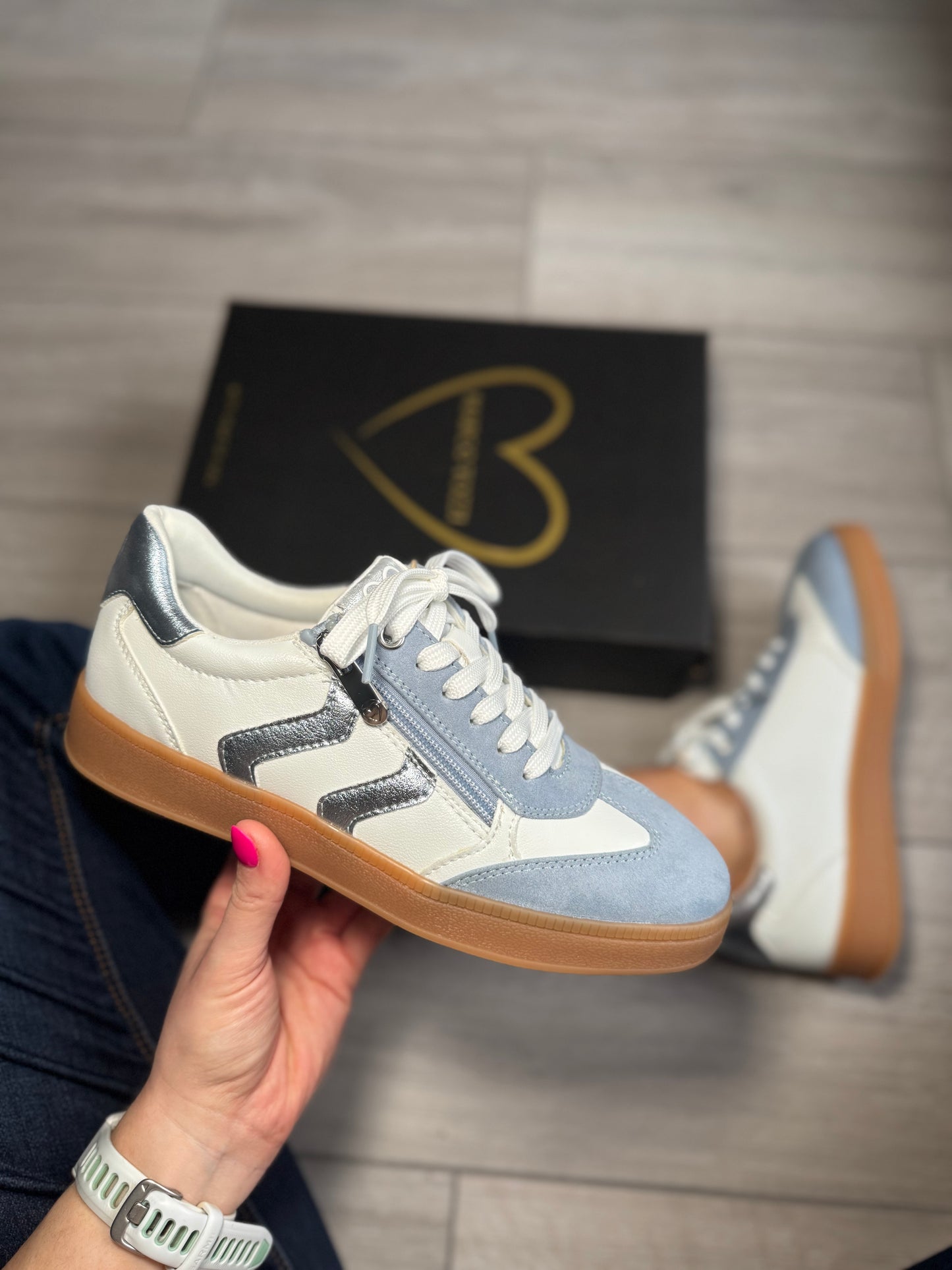 Marco Tozzi Blue Metallic Trainer