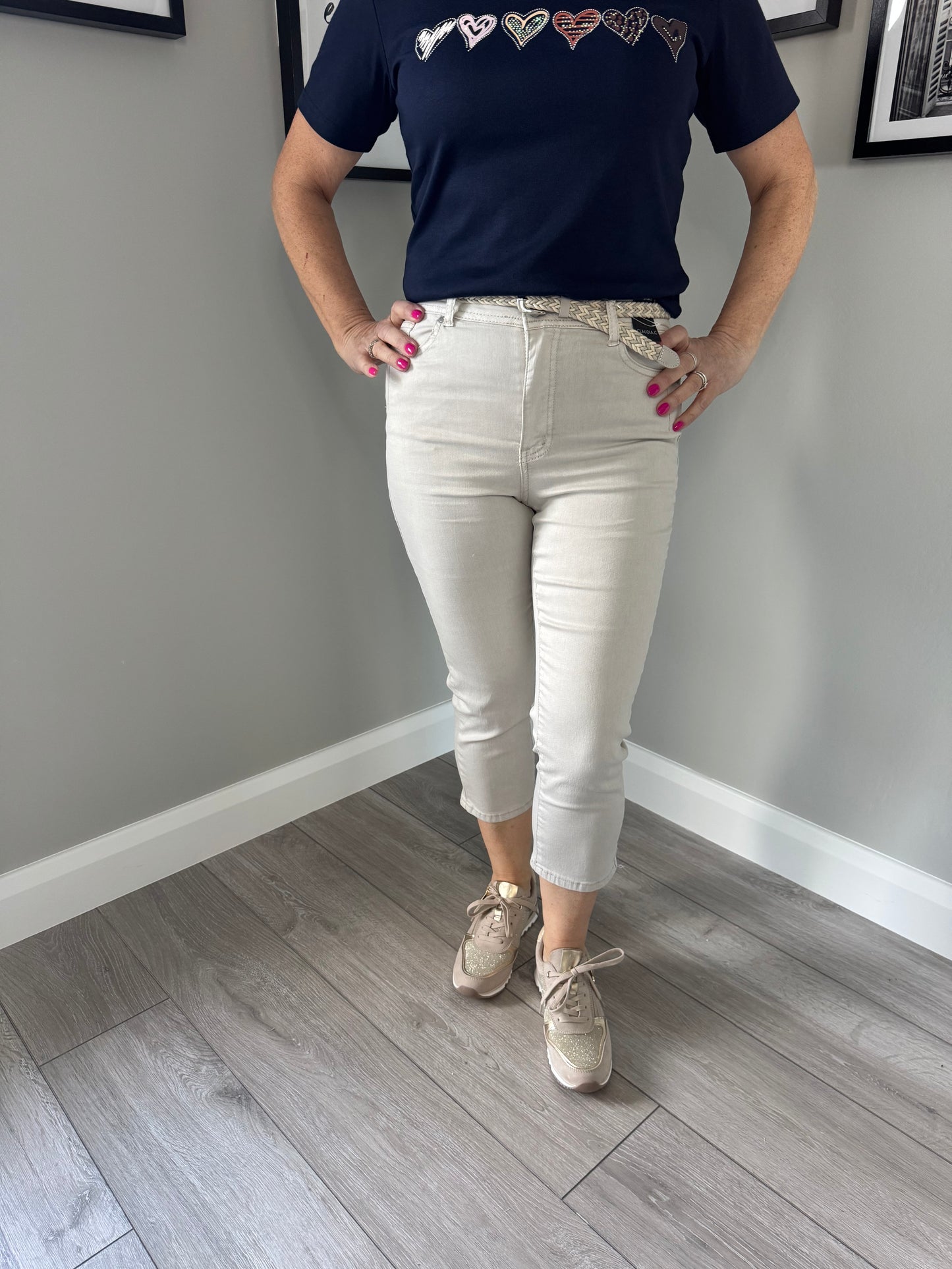 Claudia C Stone Belted Crops