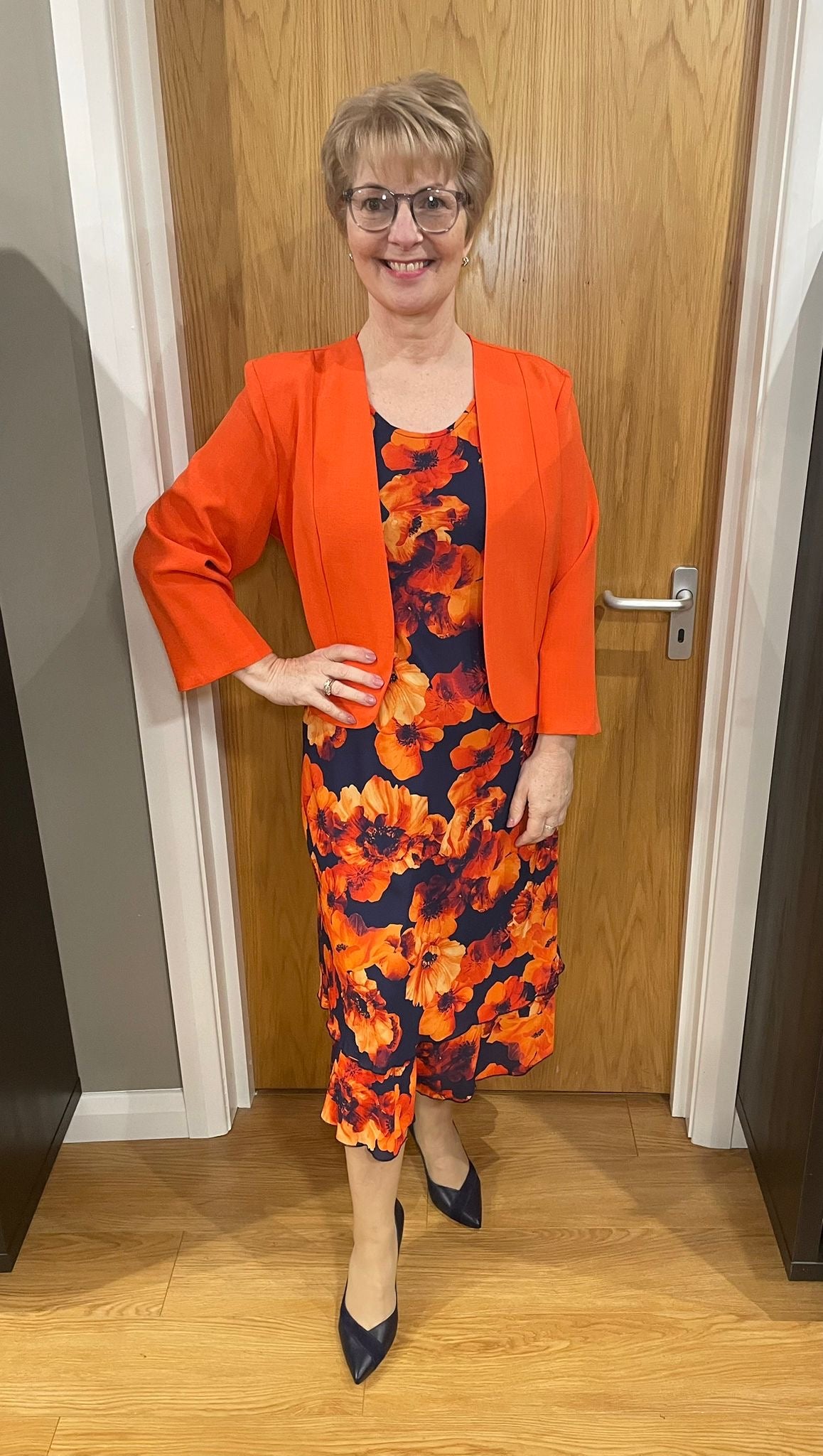 Glitz Orange/Navy Floral Two Piece