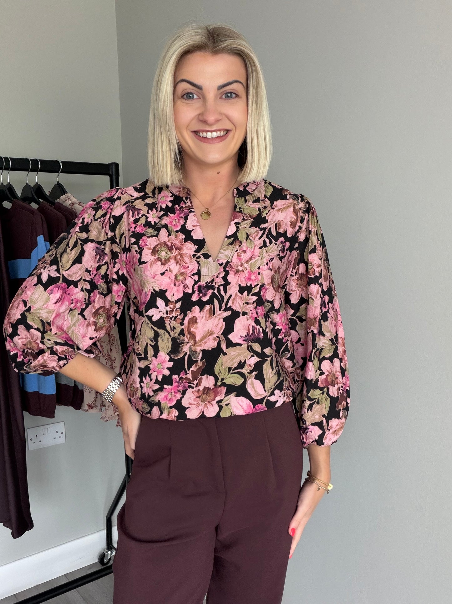 Kaffe KAsirena Pink Flower Print Blouse