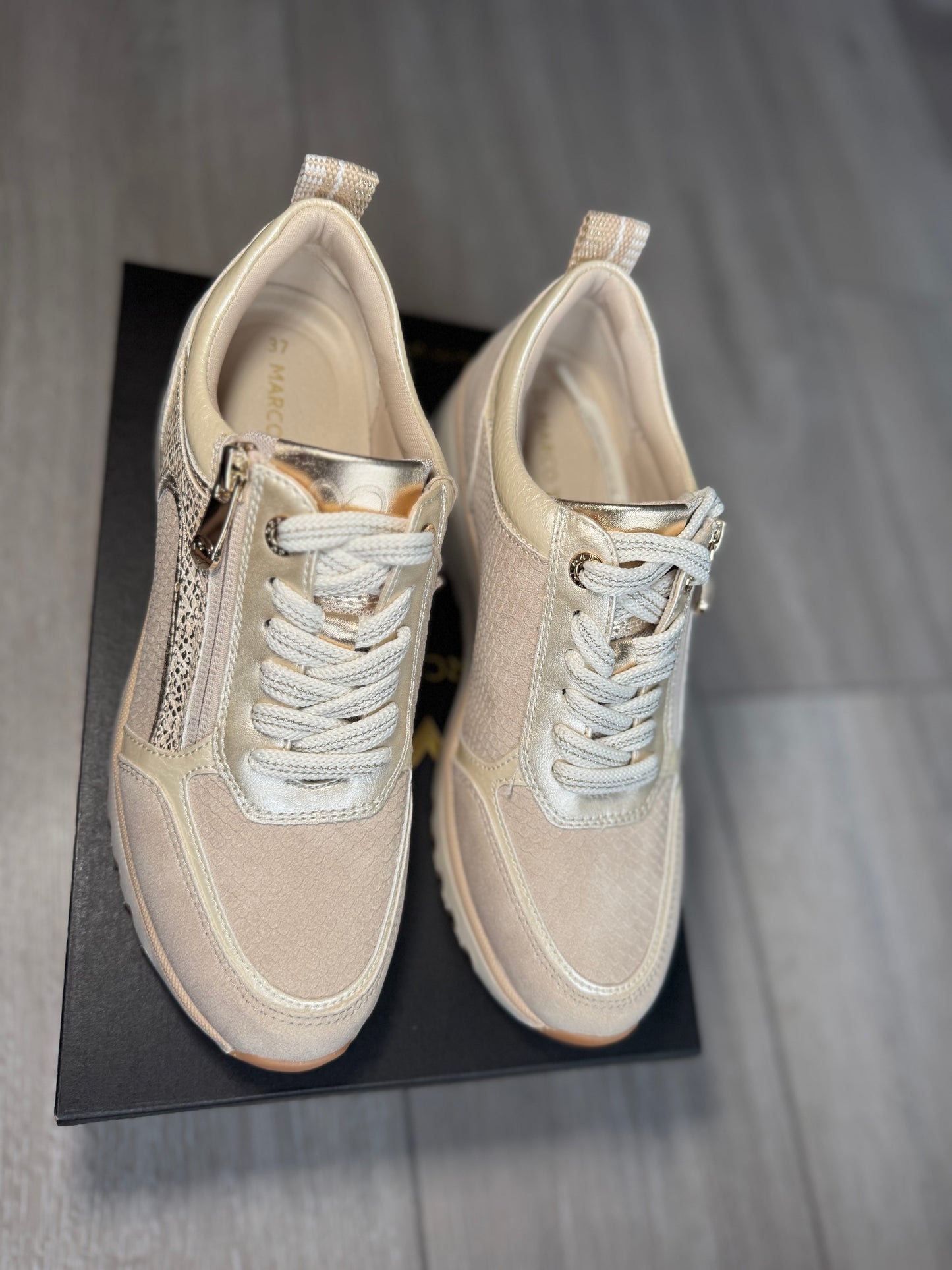 Marco Tozzi Cream Wedge Trainer