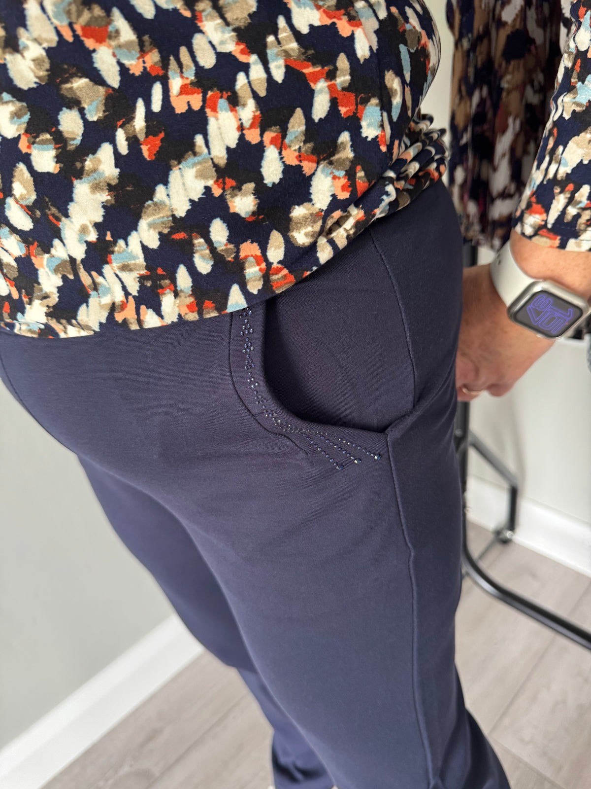 Claudia C Navy Pull On Joggers (27 Inch)