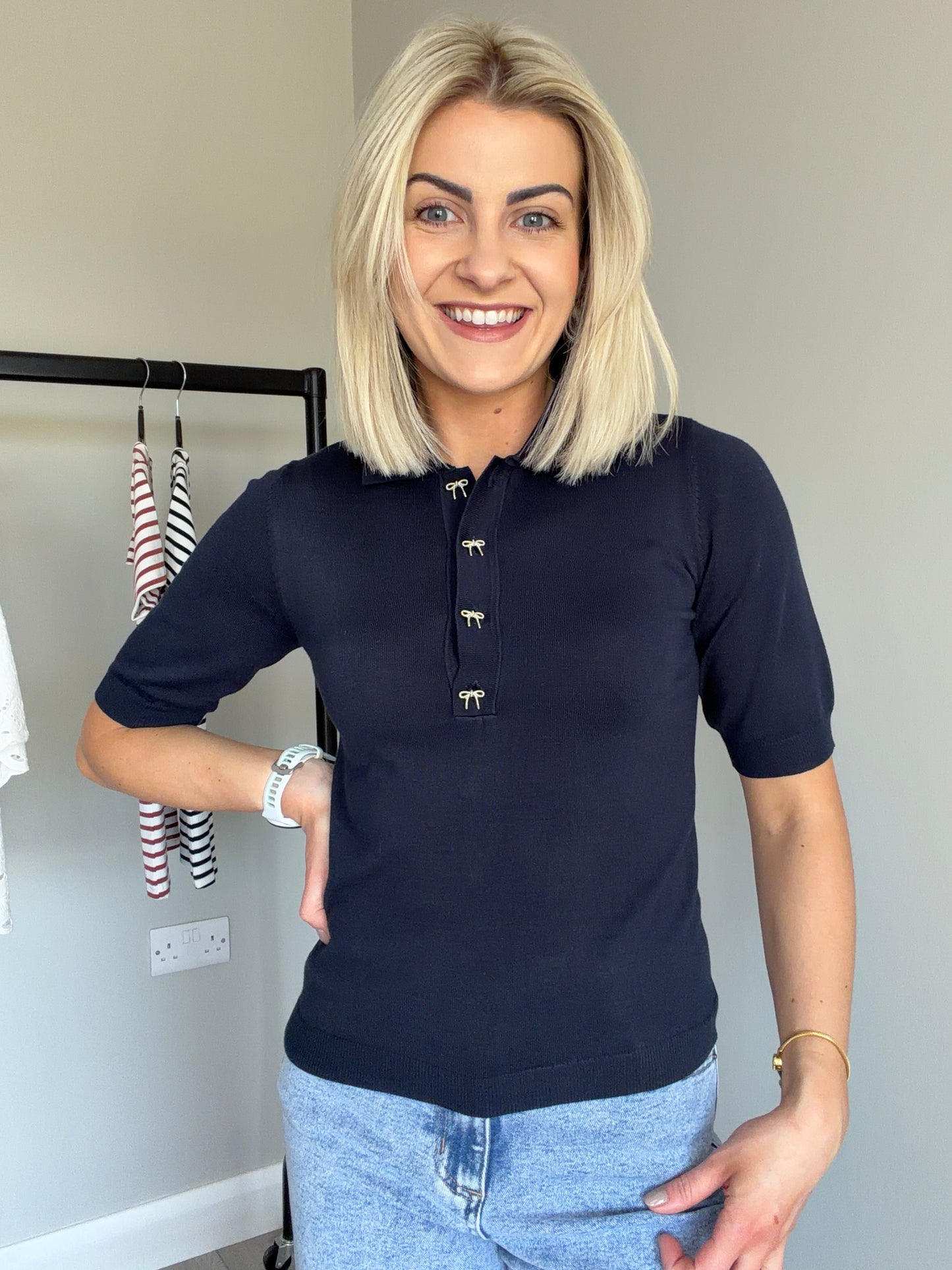 Kaffe KAlizza Navy Knit Polo